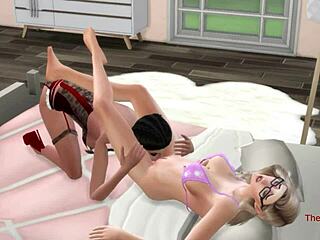ตรง Sims 4 สาวมีประสบการณ์การครอบงําของเลสเบี้ยนและกรรไกรกับโสเภณี
