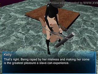 Animated domination: submissive to her strapon