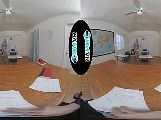 Busty student gets fucked hard in VR while in detention