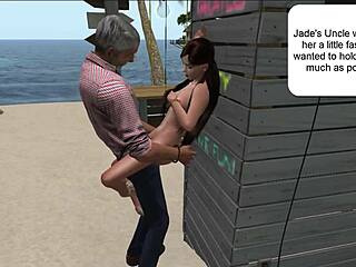 Dedek in mlad par raziskujeta svojo ljubezen na plaži v epizodi 3 Second Life
