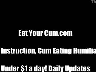 Femdom POV instruction on how to eat cum like a pro