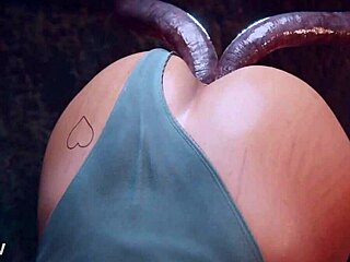 3D porno: Lara Crofts hardcore anale avontuur met tentakels
