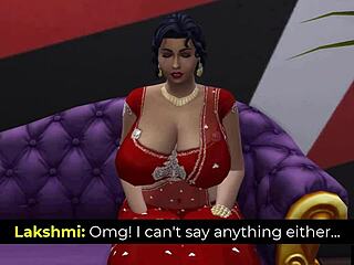 Desi MILF Lakshmi får en blowjob og analsex fra en ung fyr