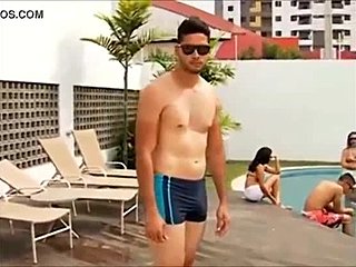 Gay boy rides in swimwear in video