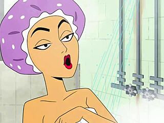 Nackte Velma in einer heißen Duschszene