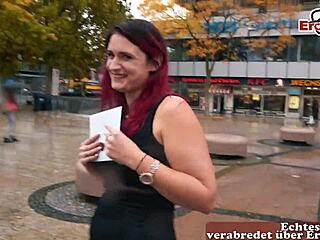 European pickup girl gets down and dirty in public